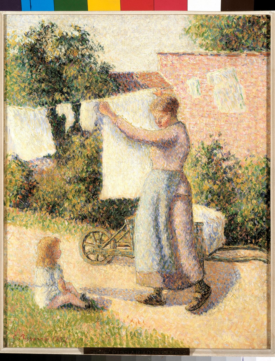 Vászonfeszítő nő Camille Pissarro festménye (1830-1903) 1887. Dim. 0,41 x 0,32 m Párizs, musee d