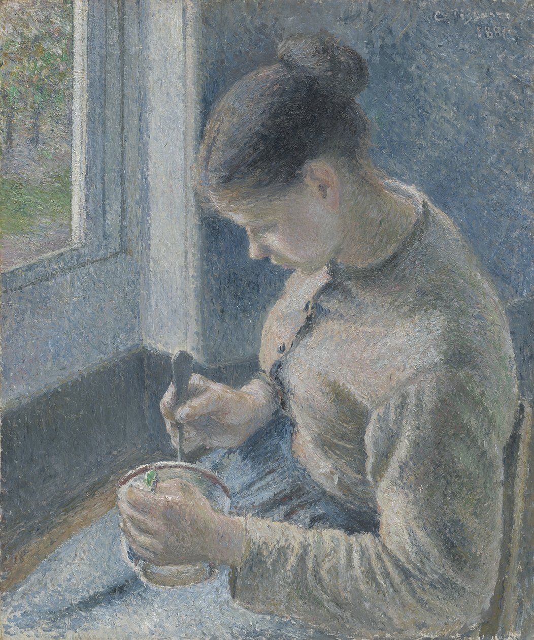 Fiatal paraszt, aki kávét iszik, 1881 alkotó: Camille Jacob Pissarro