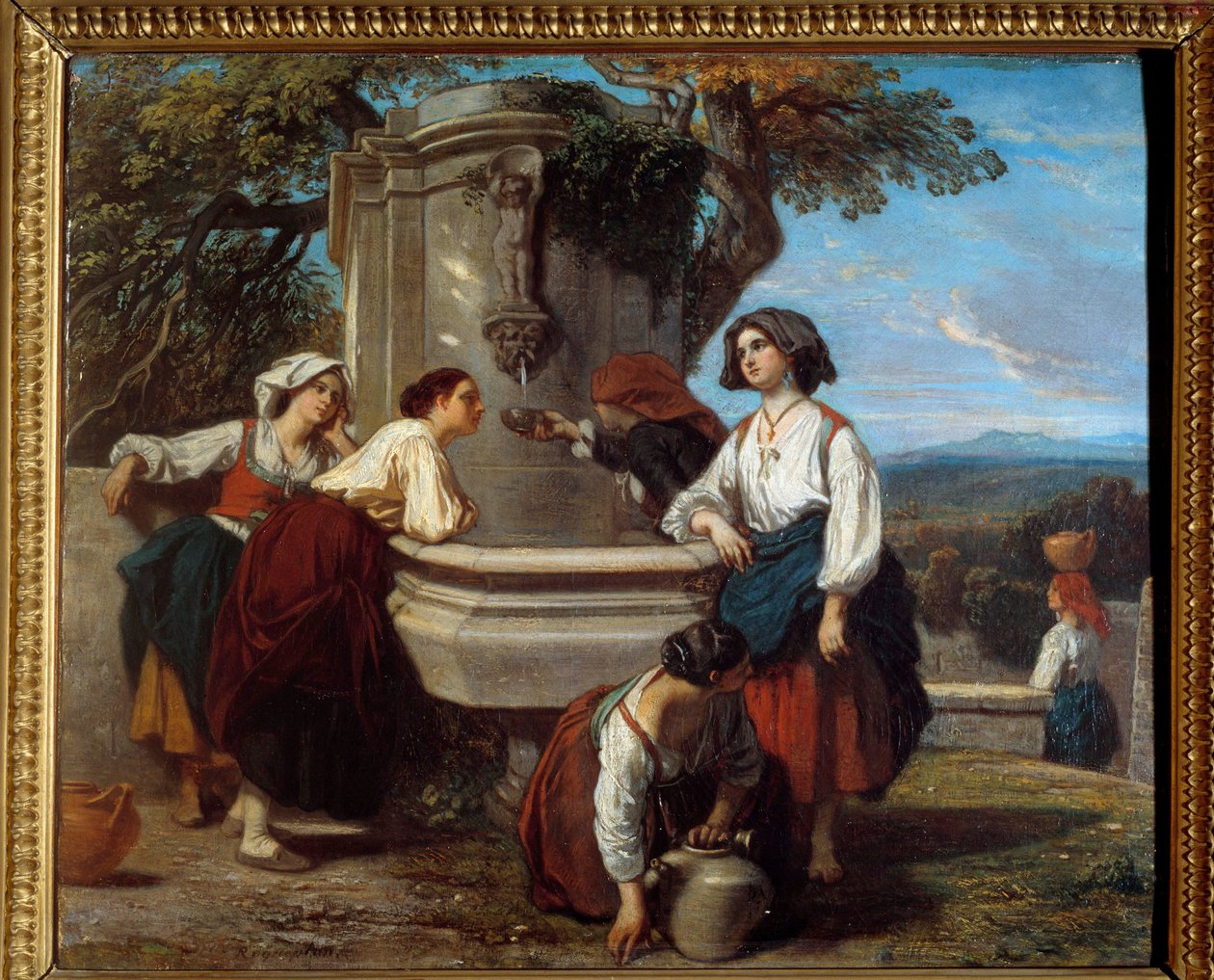 Ossaloisok a szökőkútnál Az Ossau-völgy gazdái találkoznak, hogy megbeszéljék a szökőkútnál. Camille Roqueplan (1803-1855) festménye alkotó: Camille Joseph Etienne Roqueplan