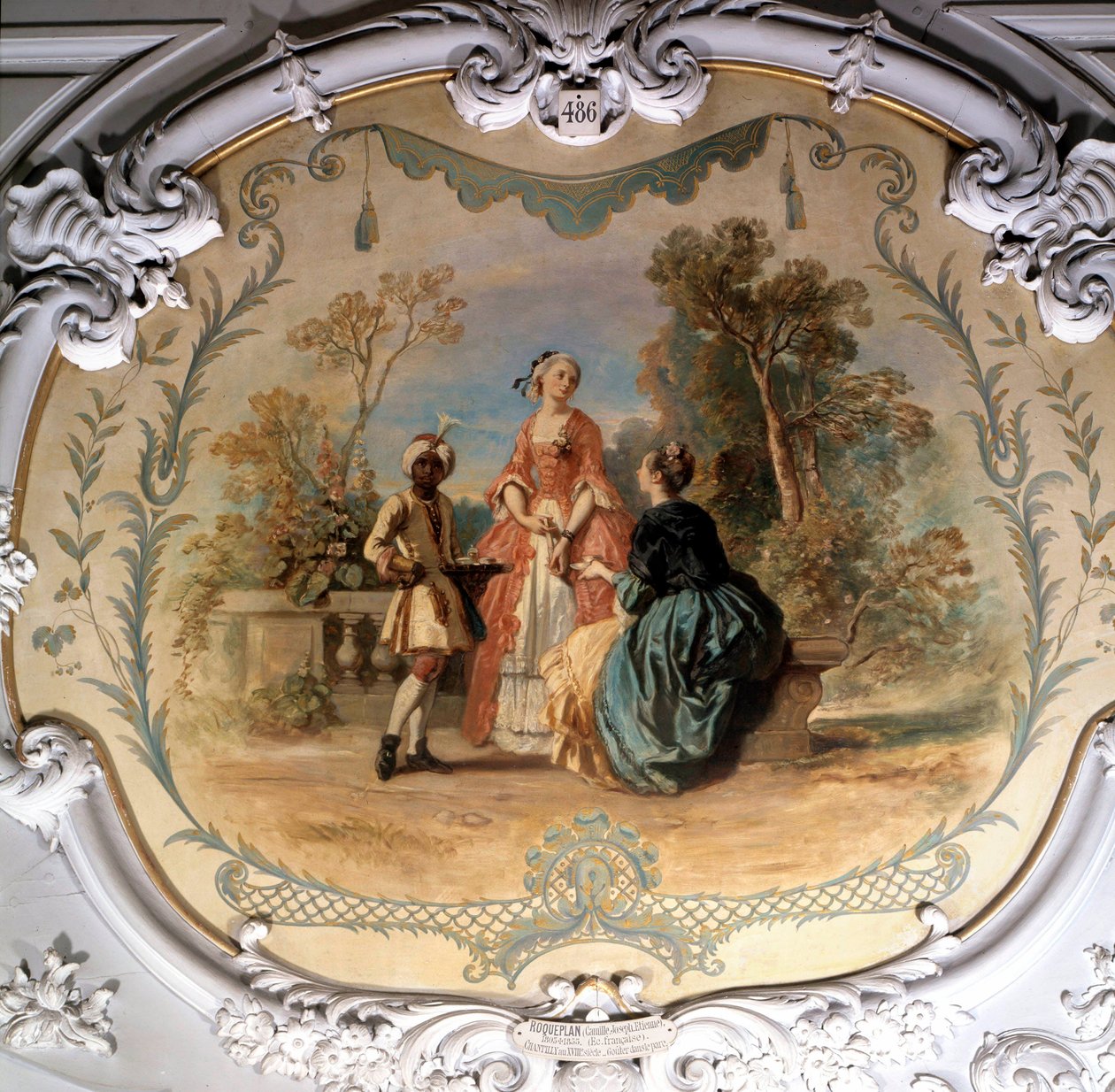 Kóstoló a Chantilly festmény parkjában, Camille Roqueplan (1803-1855) 19. század V. 0,97 x 1,14 m Chantilly, múzeumi konde alkotó: Camille Joseph Etienne Roqueplan