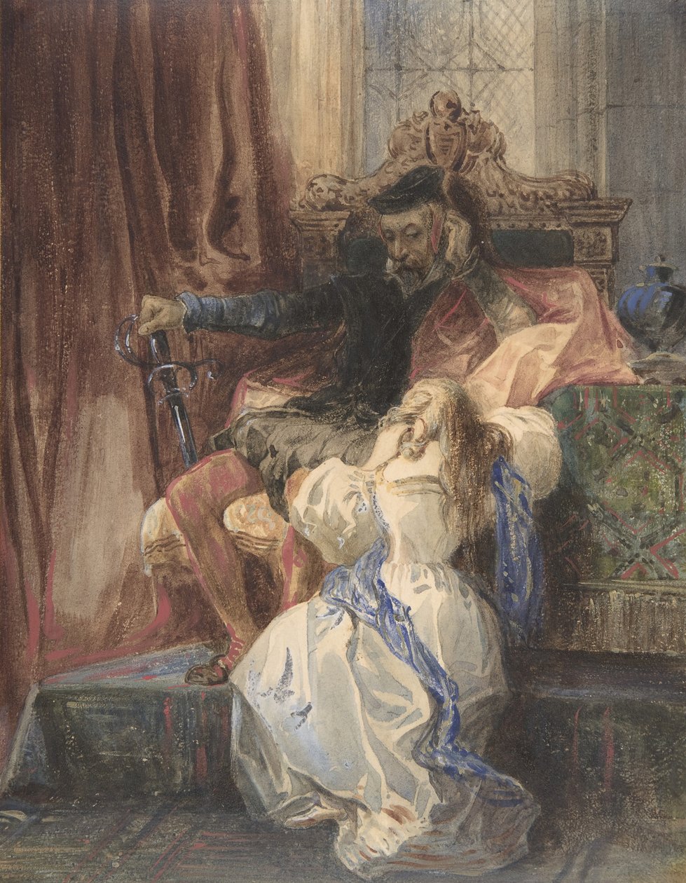 A megtagadt kegyelem Sir Walter Scott Kenilworth-jéből, kb. 1826-29. alkotó: Camille Joseph Etienne Roqueplan