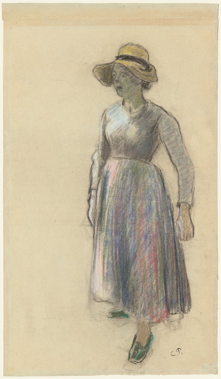Szalmakalapos parasztlány c. 1892. alkotó: Camille Pissarro