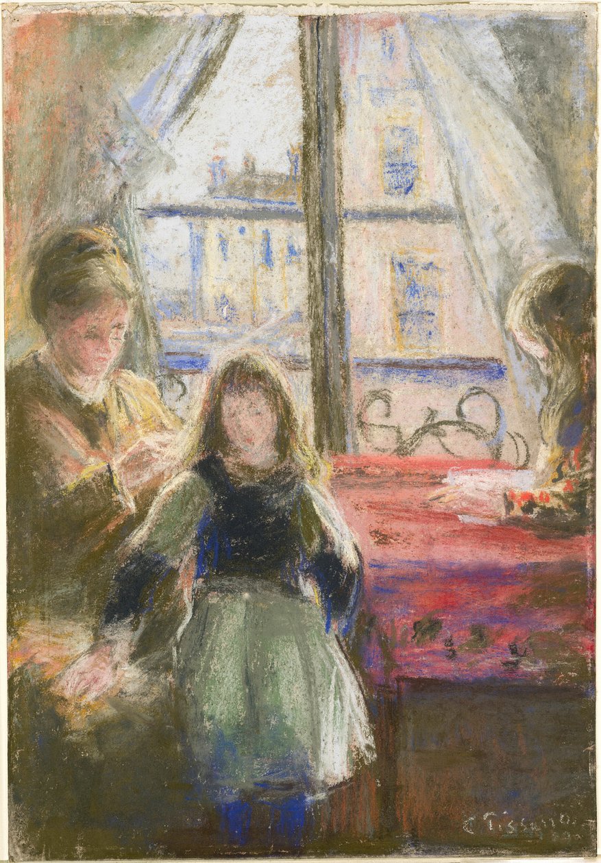 Az ablaknál, rue des Trois Frères alkotó: Camille Pissarro