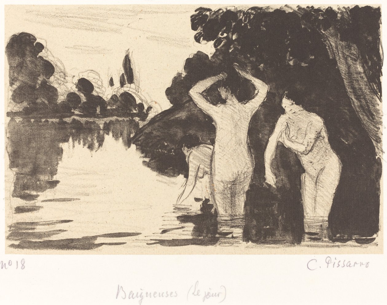 Fürdőzők alkotó: Camille Pissarro