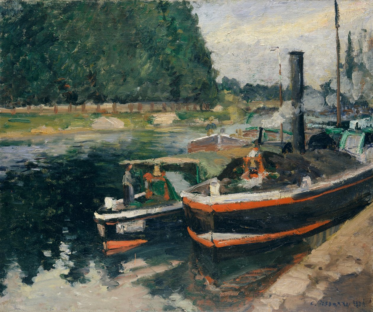 Bárkák Pontoise-ban, 1876. alkotó: Camille Pissarro