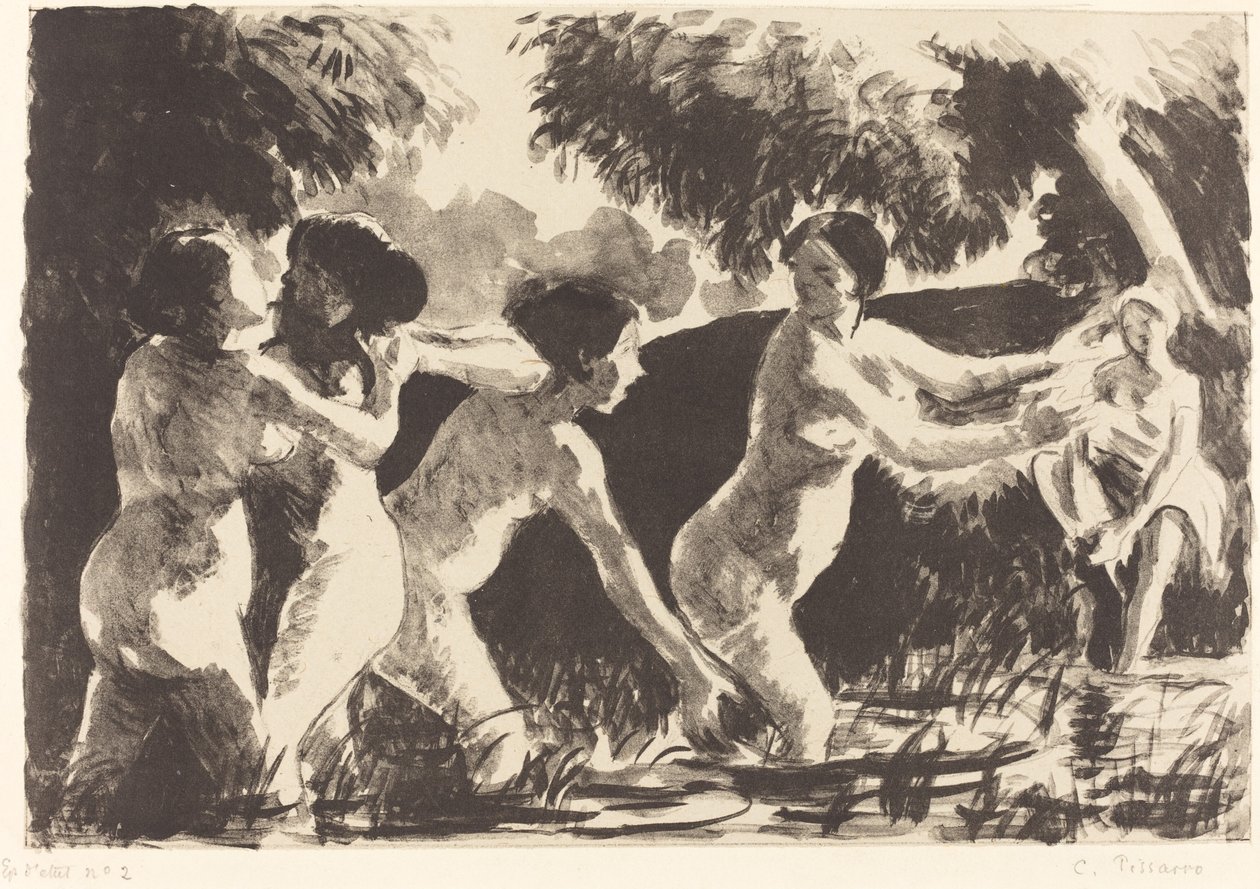 Fürdőzők Birkózás Baigneuses luttants, c. 1896. alkotó: Camille Pissarro