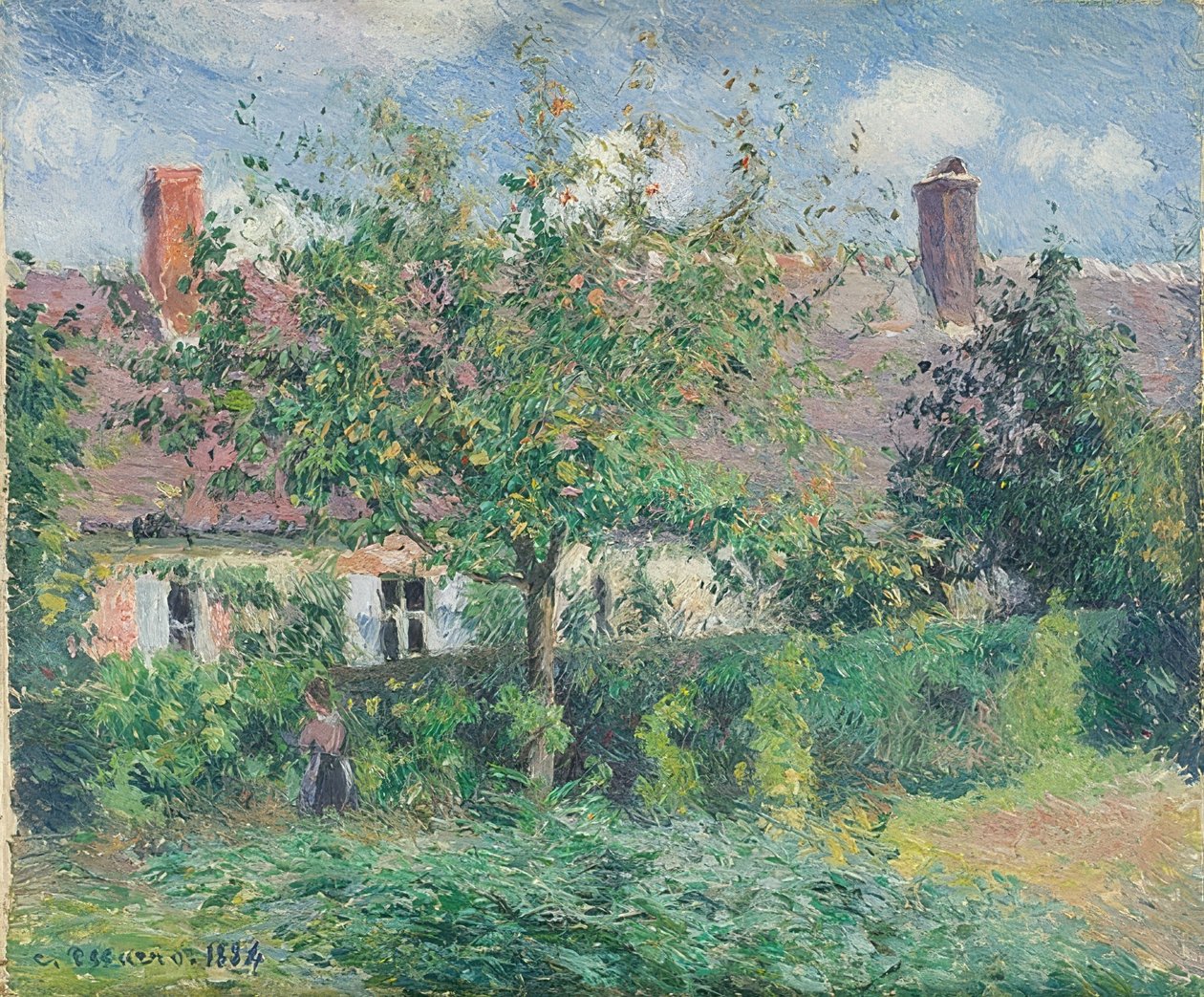 Bauernhaus Éragnyban. 1884 alkotó: Camille Jacob Pissarro
