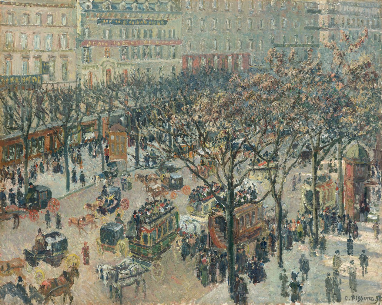 Boulevard des Italiens, reggel, napfény alkotó: Camille Pissarro