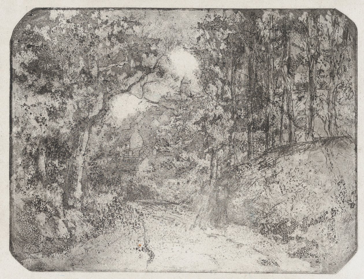 Út az erdő alatt Pontoise-ban, 1879. alkotó: Camille Pissarro