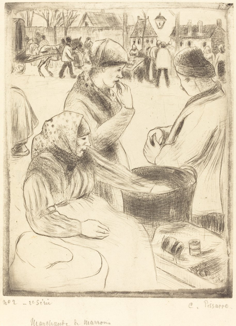 Gesztenyeárusok alkotó: Camille Pissarro