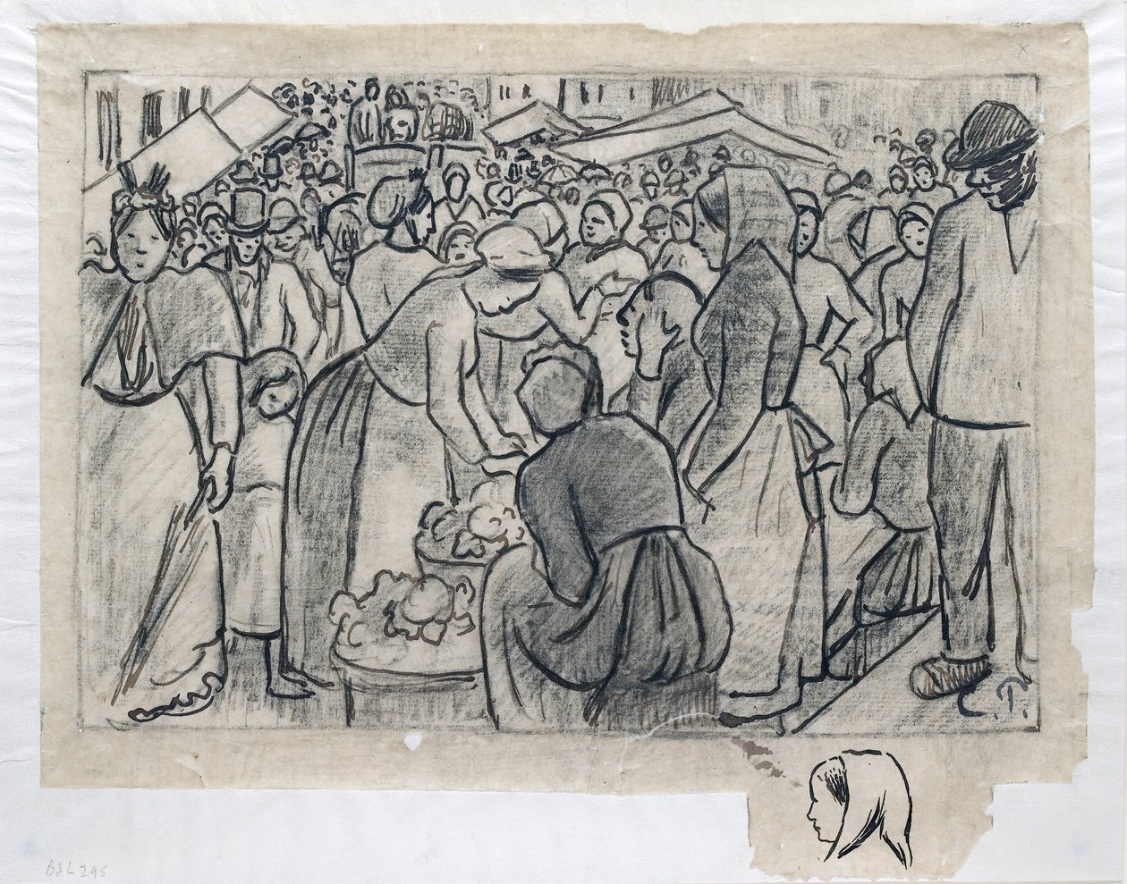 Kompozíciós tanulmány a Gisors rue Cappeville piacához, 1893 alkotó: Camille Pissarro