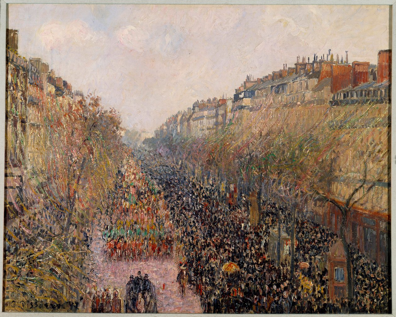 Mardi Gras napja a Boulevard Montmartre-on Párizsban 1897-ben Camille Pissarro (1830-1903) festménye 1897 Los Angeles. Hammer Múzeum alkotó: Camille Jacob Pissarro