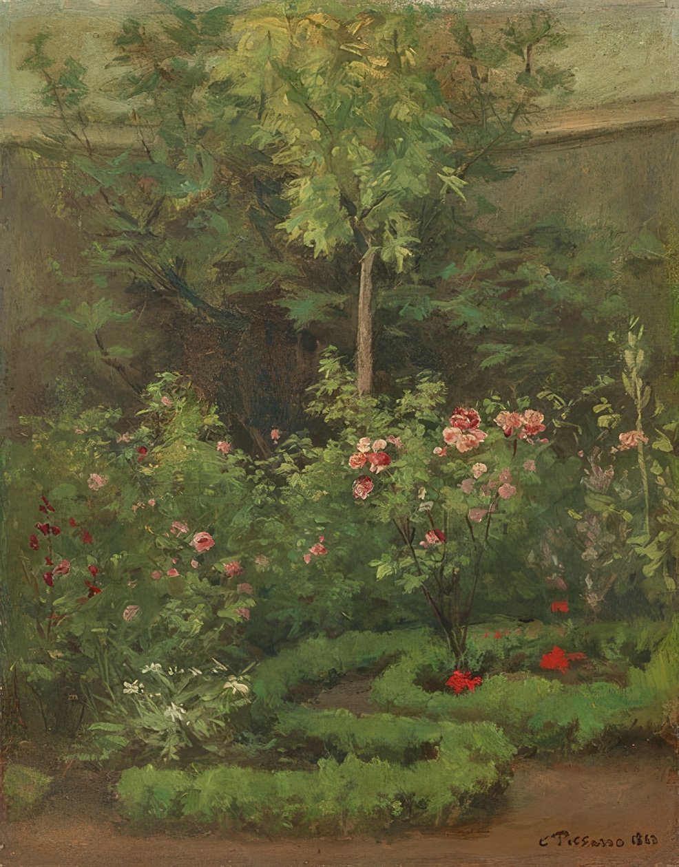 Rózsakert. 1862 alkotó: Camille Jacob Pissarro