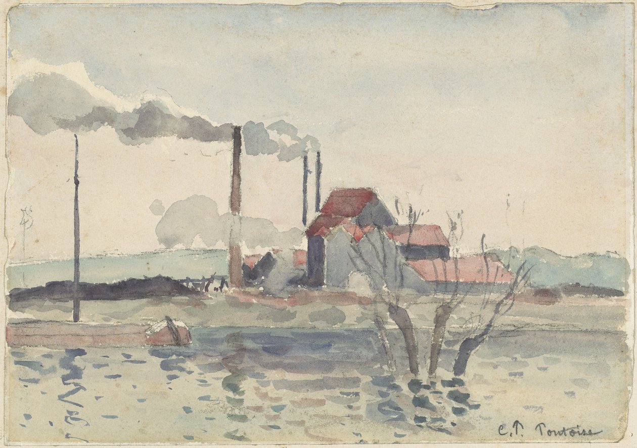 Pontoise-i Oise-i gyár, 1873. alkotó: Camille Pissarro