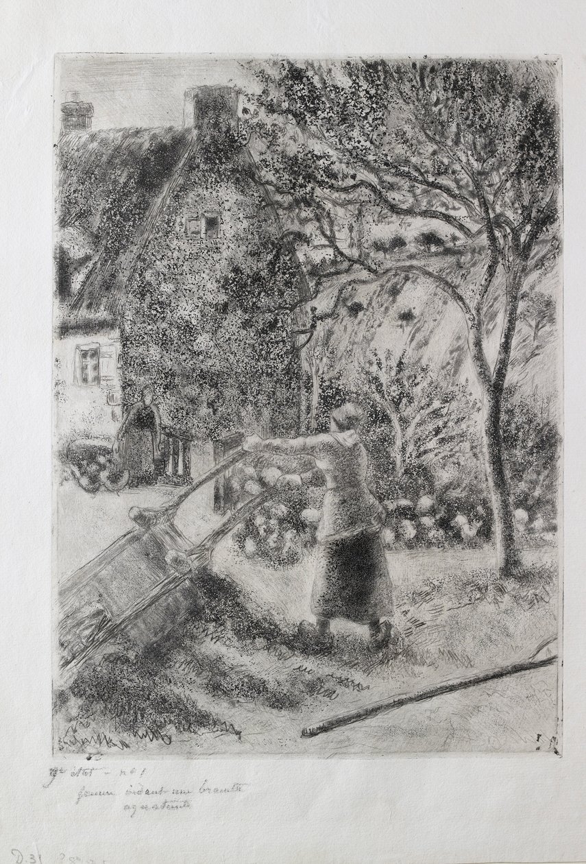 Talicskát ürítő nő, 1880 alkotó: Camille Pissarro