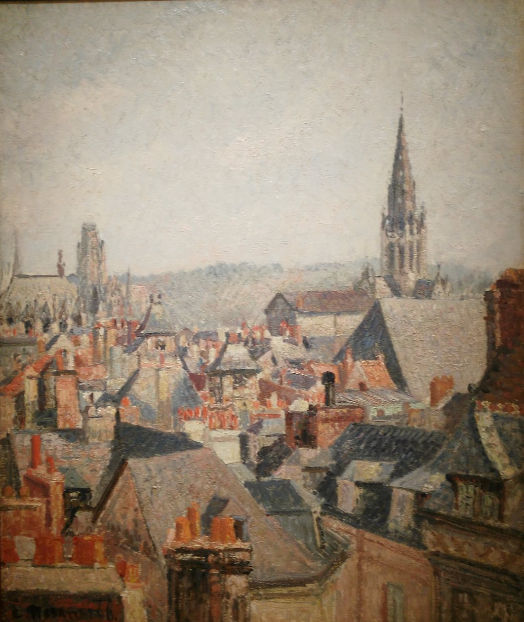 Francia: Les toits du vieux Rouen, soleil
Német: Rouen óvárosának tetői a napon alkotó: Camille Pissarro