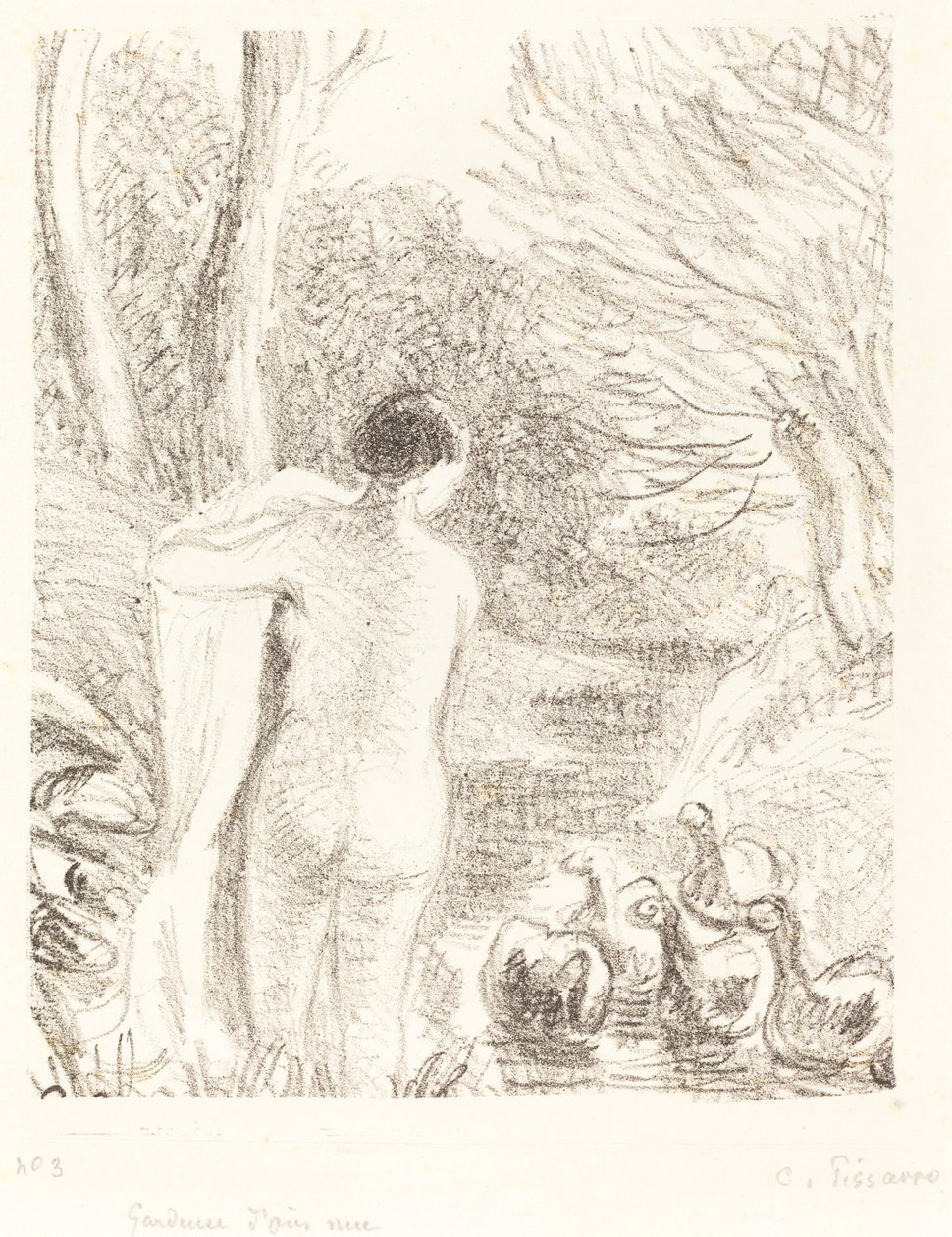 Akt libalány c. 1897. alkotó: Camille Pissarro