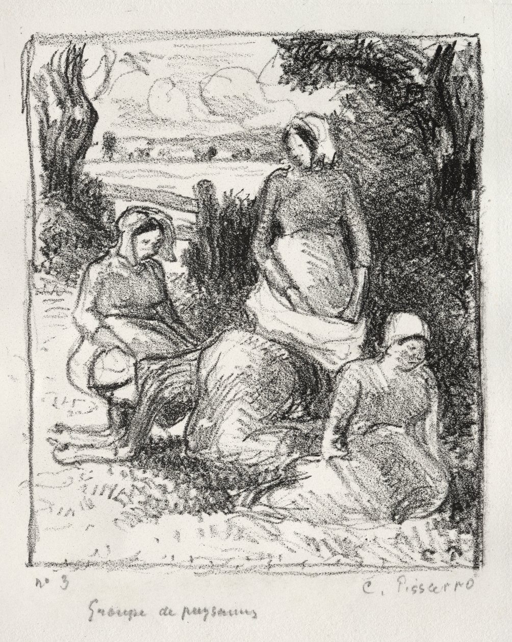 Parasztok csoportja alkotó: Camille Pissarro