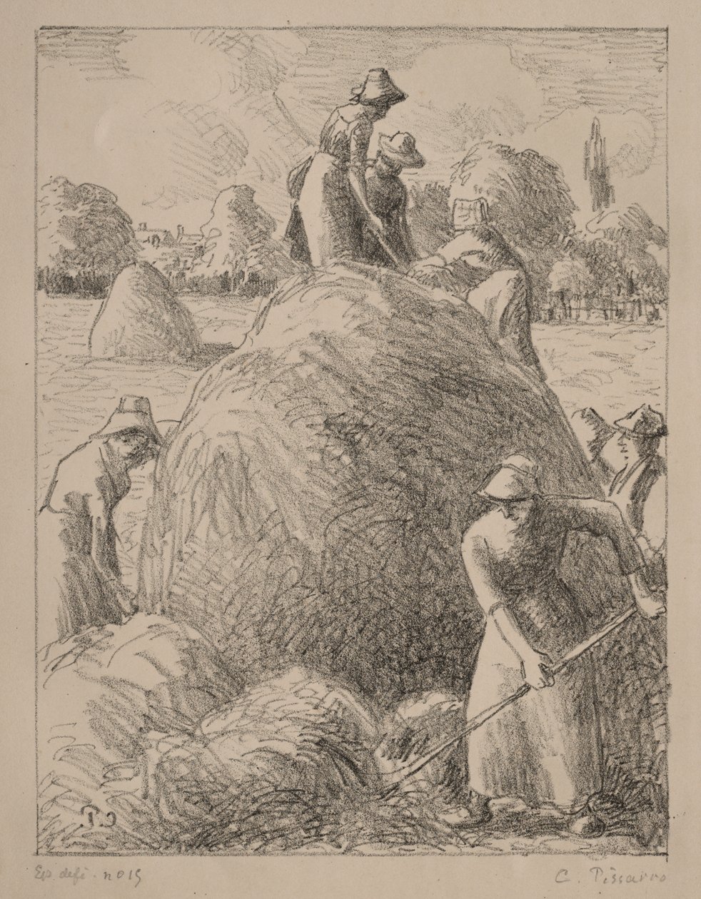 Eragny-i szénakészítők, 1896 körüli (litográfia) alkotó: Camille Pissarro