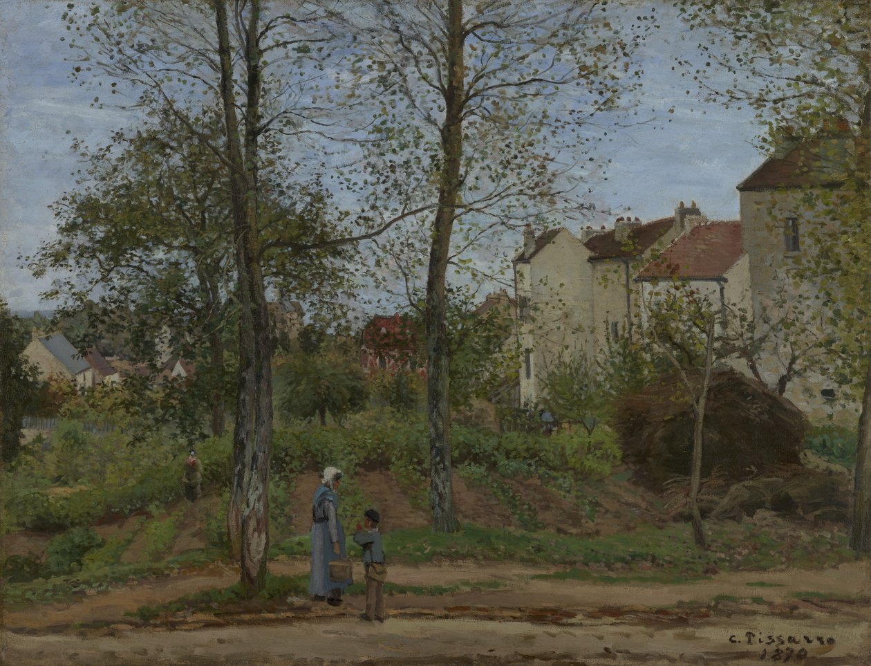 Házak Bougivalban (ősz) alkotó: Camille Pissarro