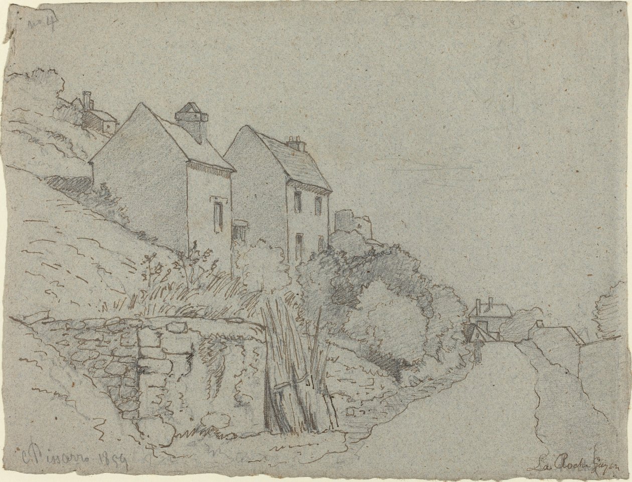 Házak egy út mellett, 1859. alkotó: Camille Pissarro