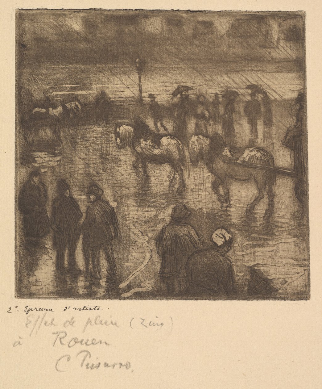 Eső impressziói, Rouen, 1883. alkotó: Camille Jacob Pissarro
