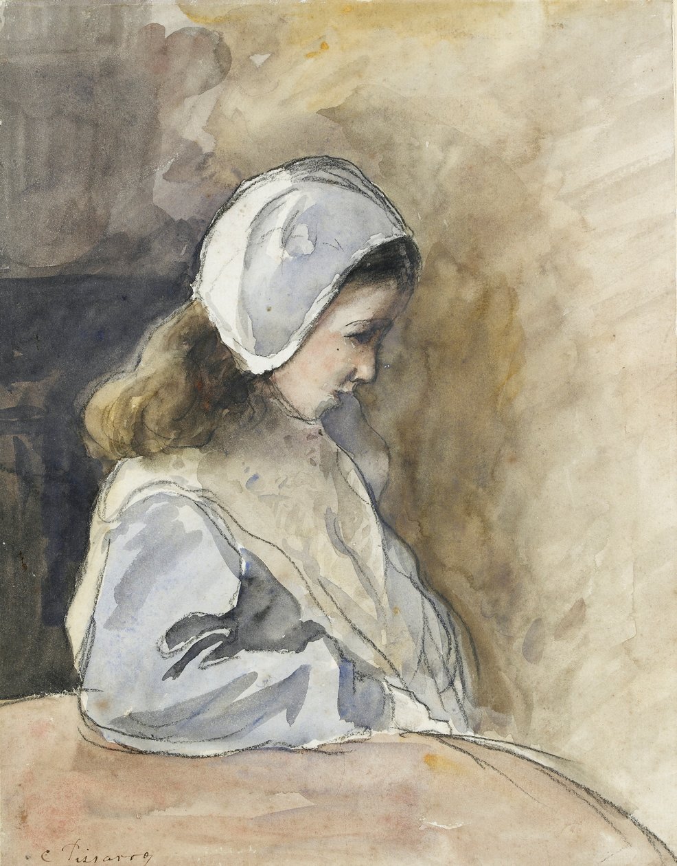 Jeanne-Rachel Pissarro egy asztalnál ül, 1872 alkotó: Camille Pissarro