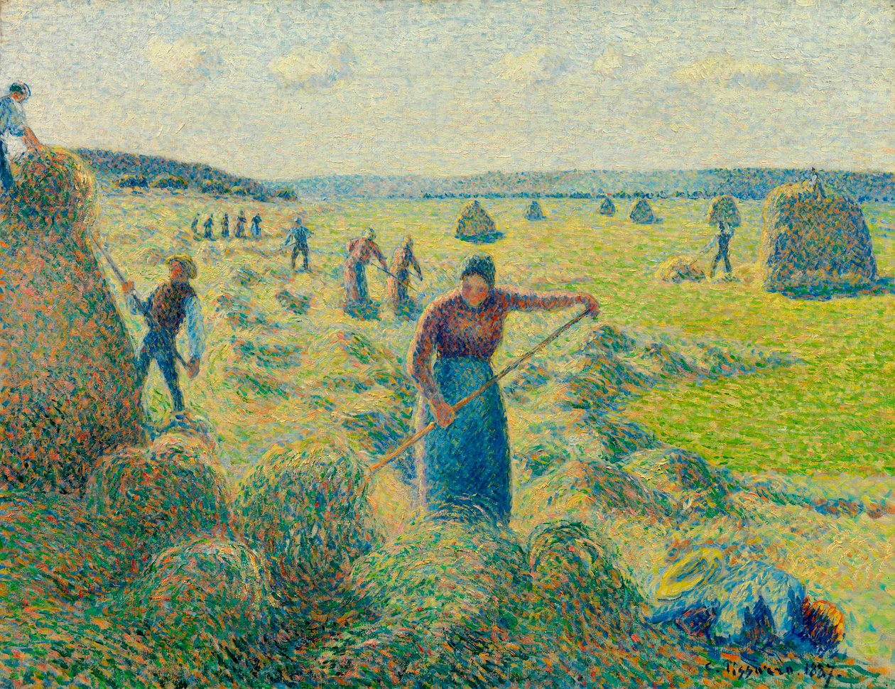 Haymaking, Eragny (Franciaország) (The haymaking, Eragny) - Camille Pissaro (1830-1903) festménye, olaj, vászon alkotó: Camille Pissarro