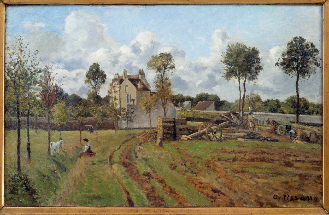 Tájkép. Kilátás Louveciennesre. Camille Pissarro (1830-1903) festménye 1872 V. 0,51x0,81 m Párizs, Orsay Múzeum alkotó: Camille Jacob Pissarro