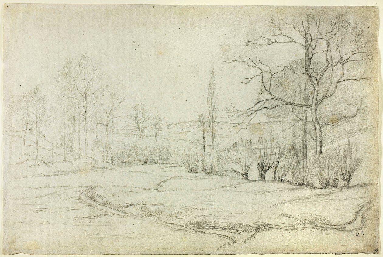 Táj Montfoucault-ban alkotó: Camille Pissarro