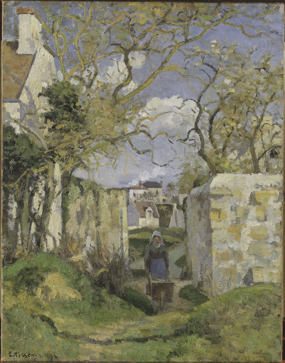 Táj Pontoise közelében, készítette Pissarro, Camille (1830-1903). Olajfestmény alkotó: Camille Jacob Pissarro