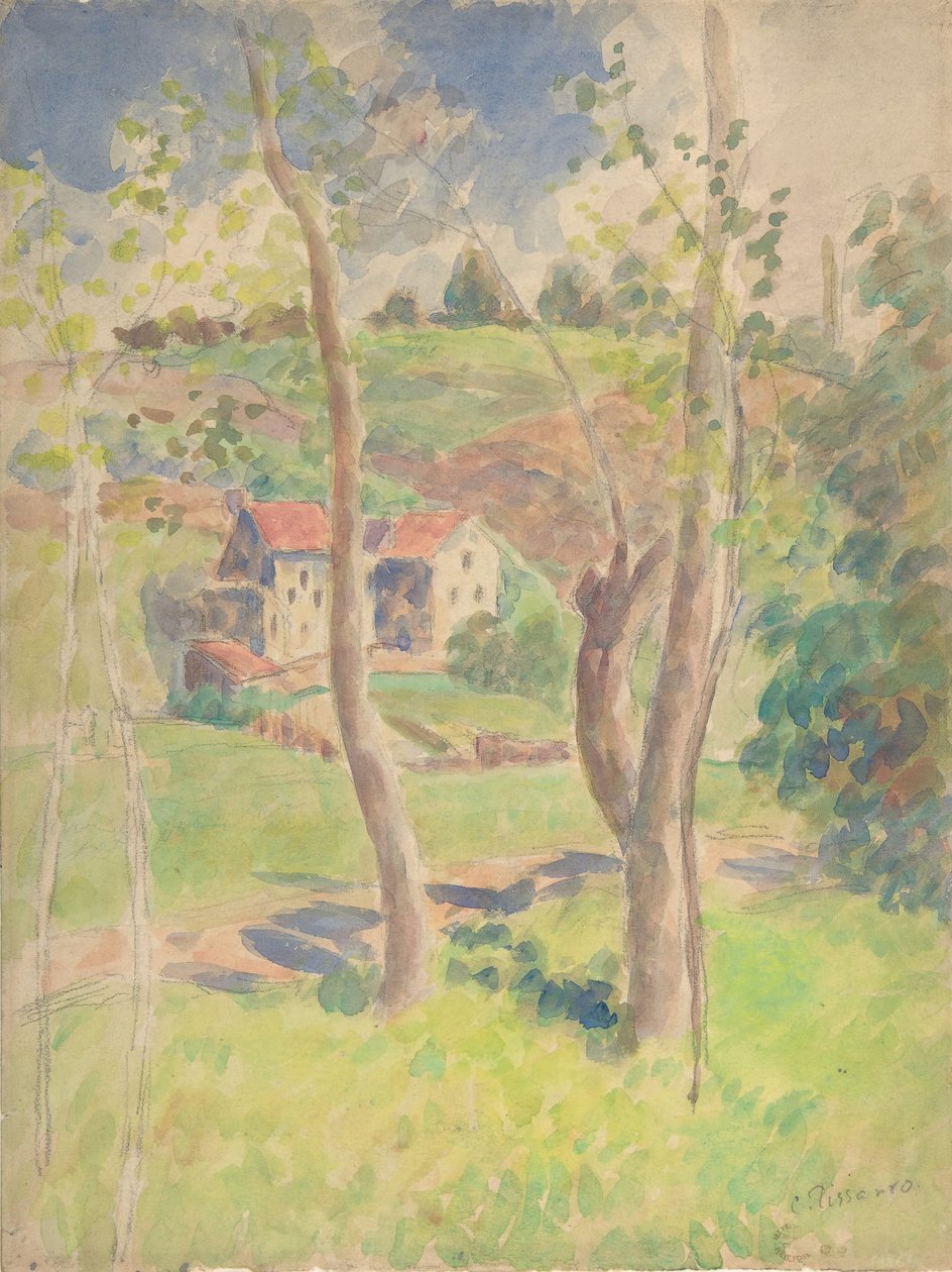 Táj, 19. század második fele. alkotó: Camille Pissarro
