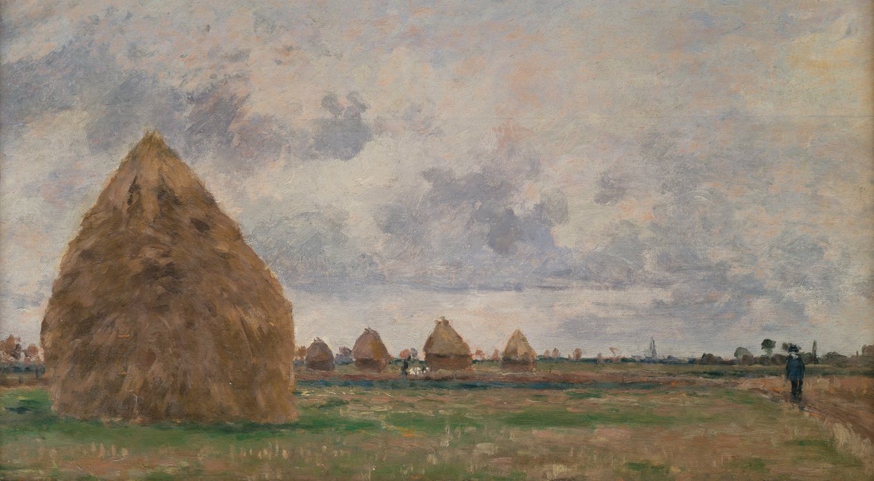 Táj szénakazalokkal alkotó: Camille Pissarro