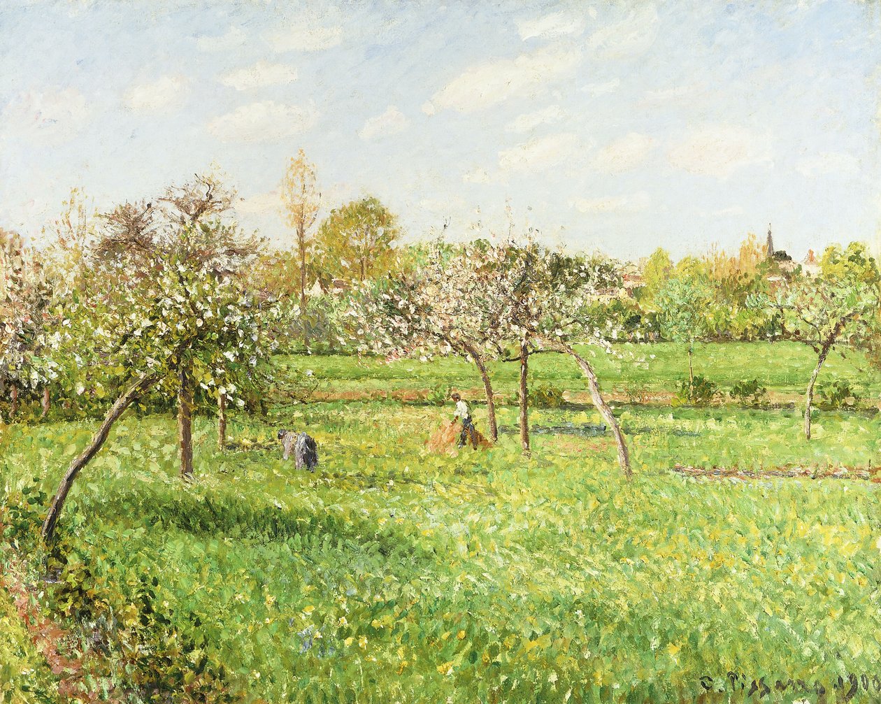 Reggel, Tavasz, Szürke Időjárás, Eragny; Reggel, tavasz, szürke idő, Eragny, 1900 alkotó: Camille Jacob Pissarro
