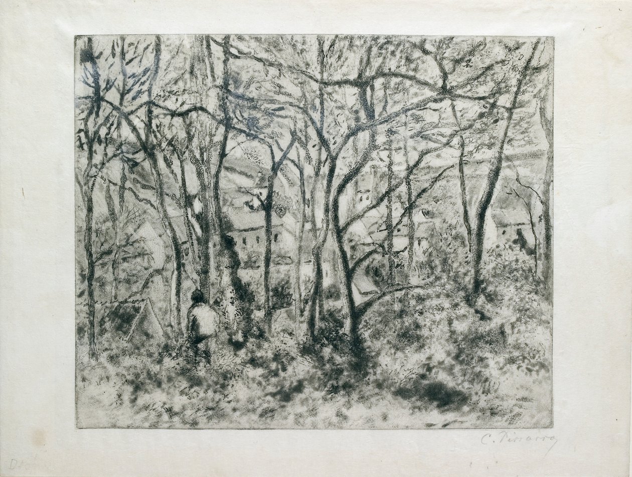 Táj erdő alatt, a Pontoise Ermitázsban, 1879 alkotó: Camille Pissarro