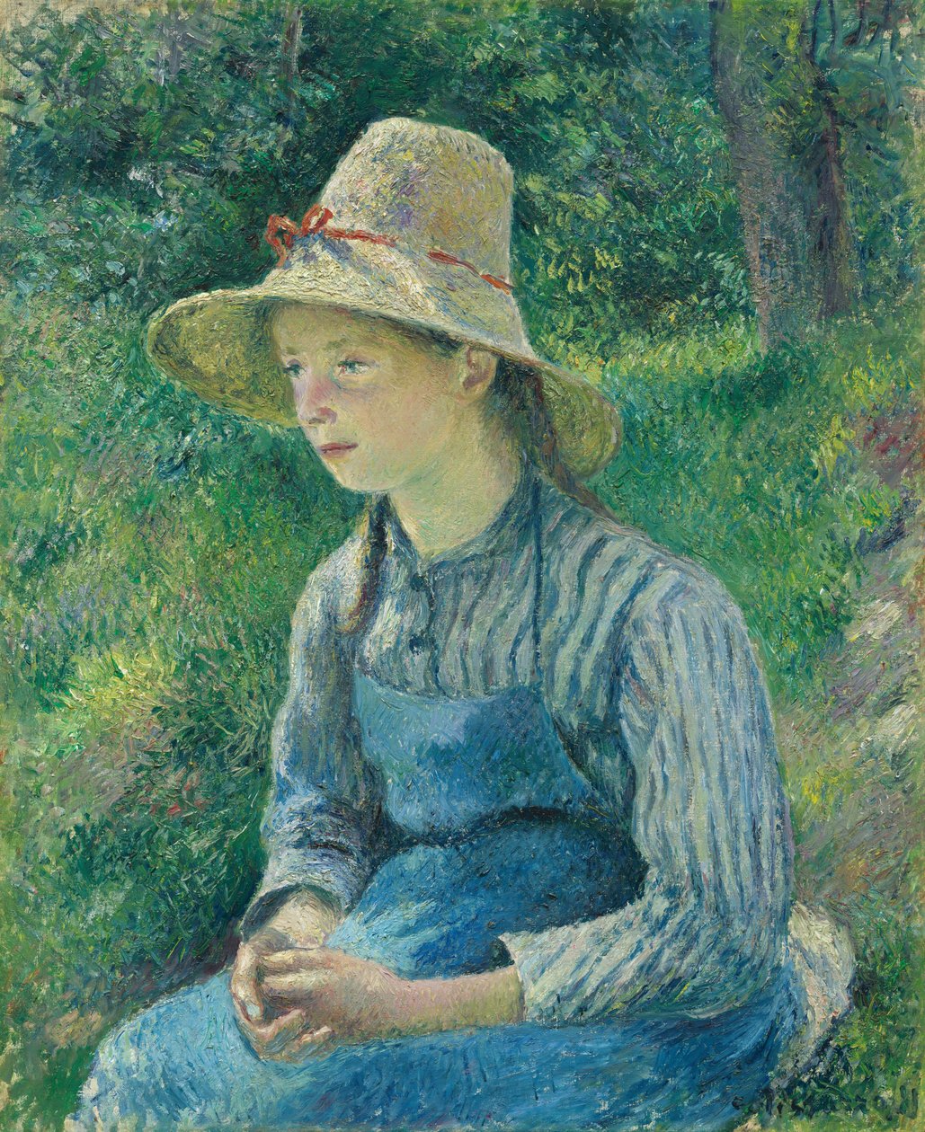 Szalmakalapos parasztlány, 1881. alkotó: Camille Pissarro
