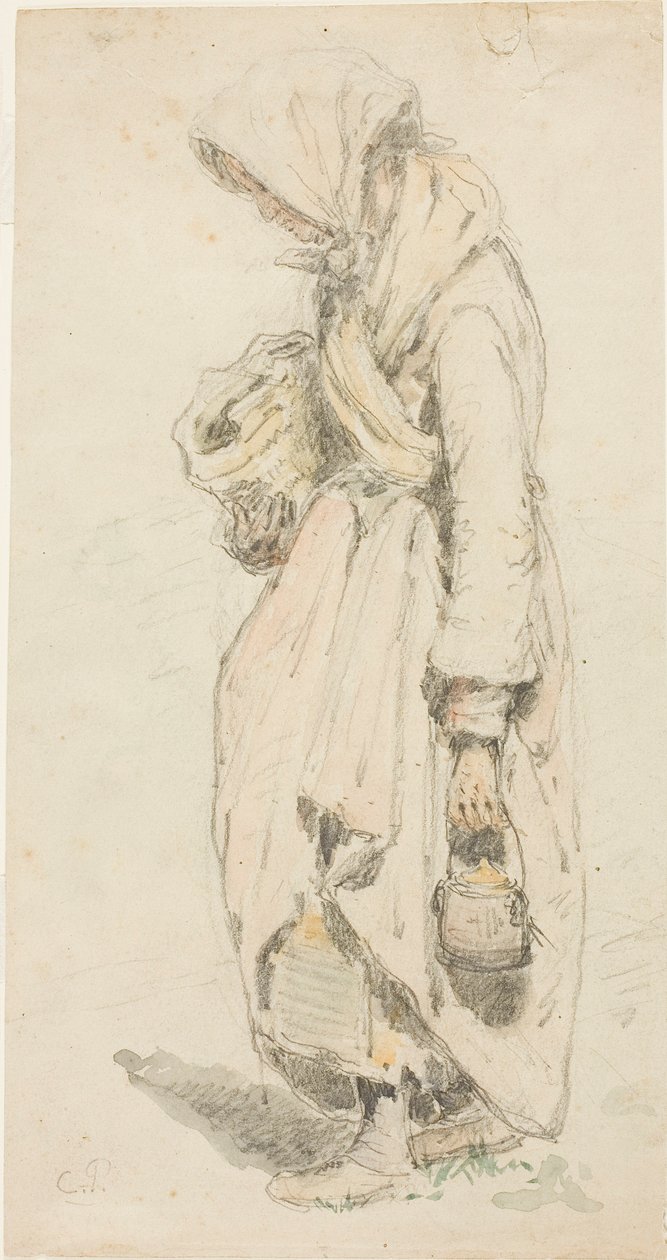 Parasztasszony (recto); Fiú horgászbottal (verso) alkotó: Camille Pissarro