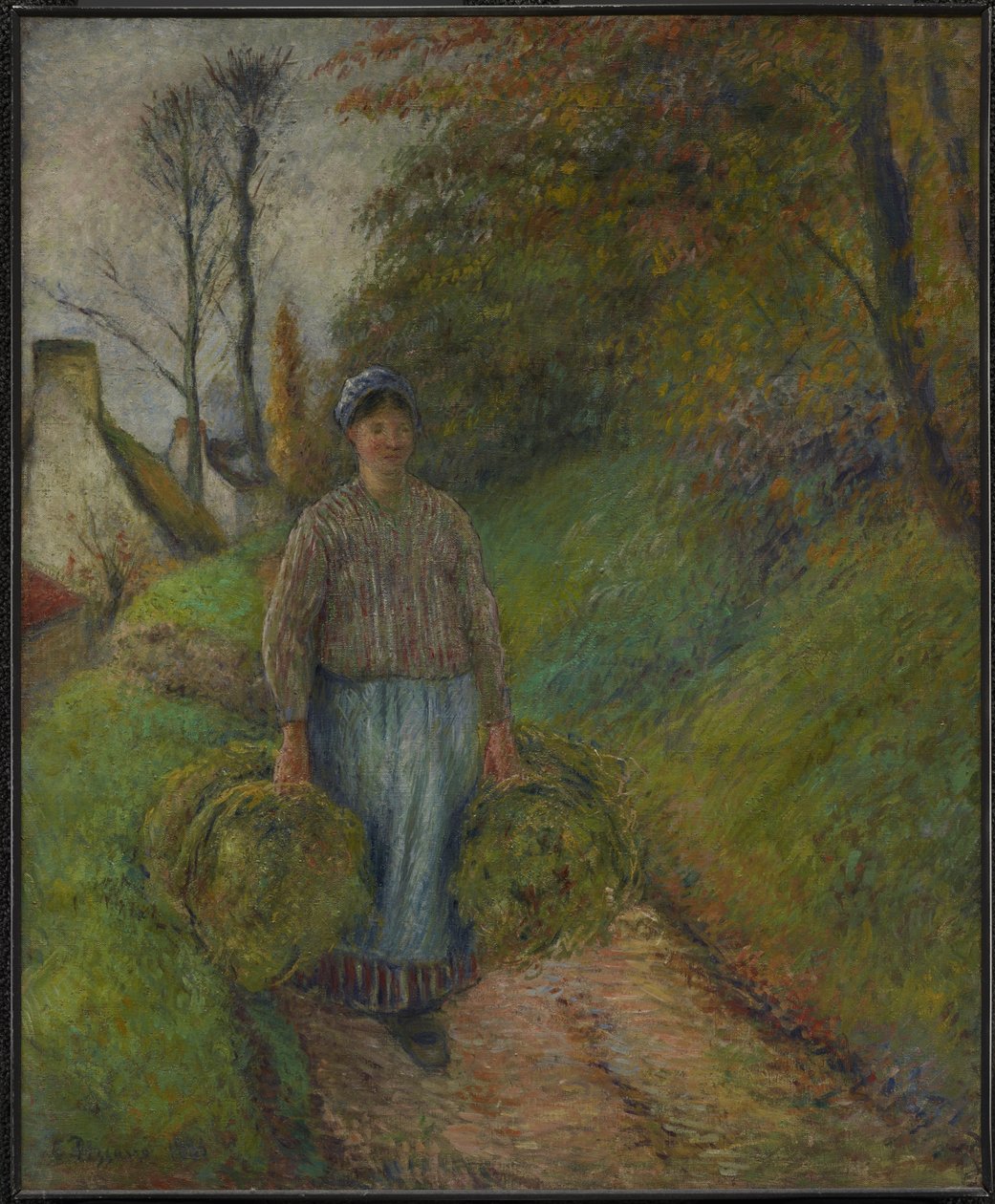 Parasztasszony két köteg szénát cipelő Szerkessze ezt a Wikidatán alkotó: Camille Pissarro