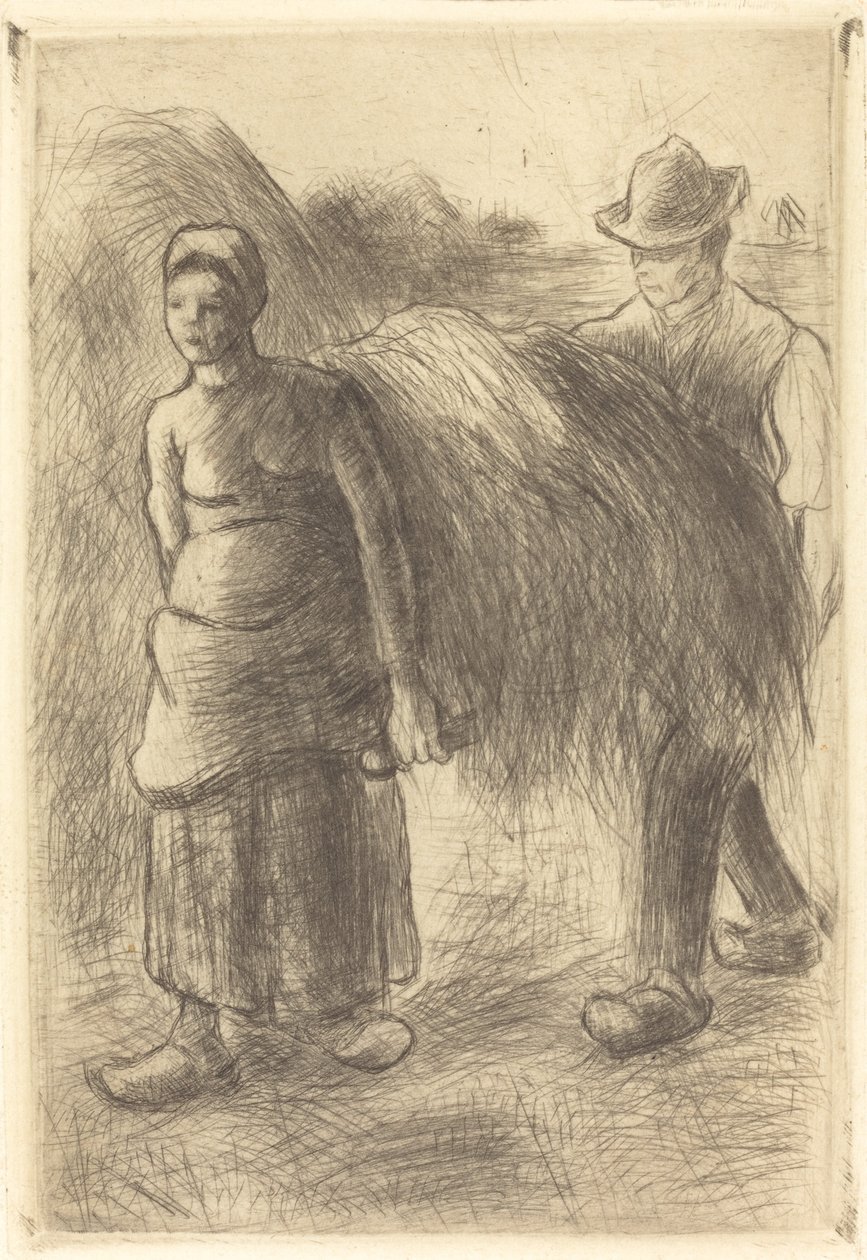 Parasztok szénát cipelve alkotó: Camille Pissarro