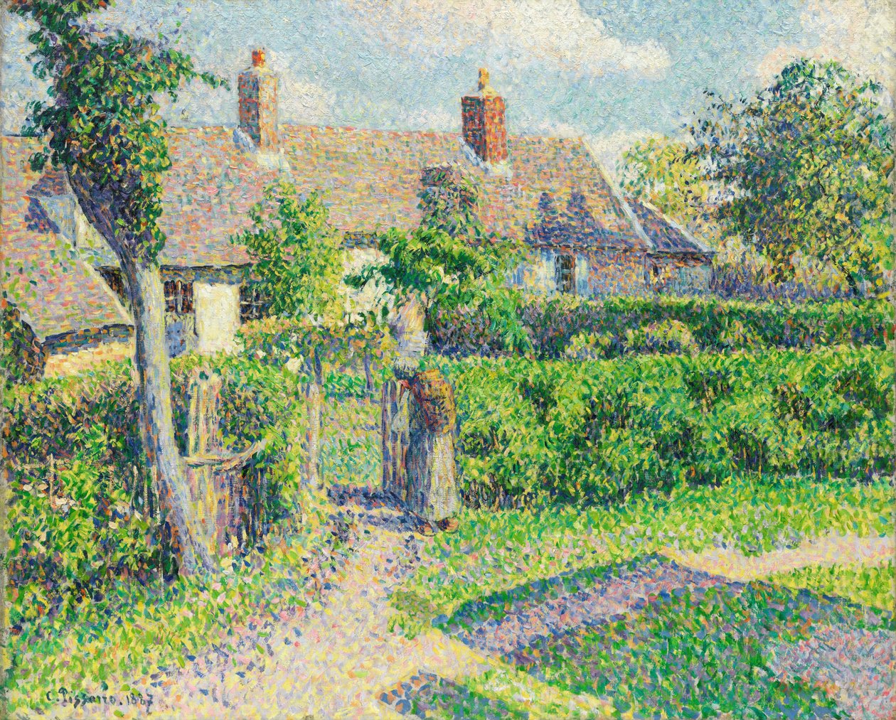 Parasztházak, Eragny, 1887 alkotó: Camille Jacob Pissarro