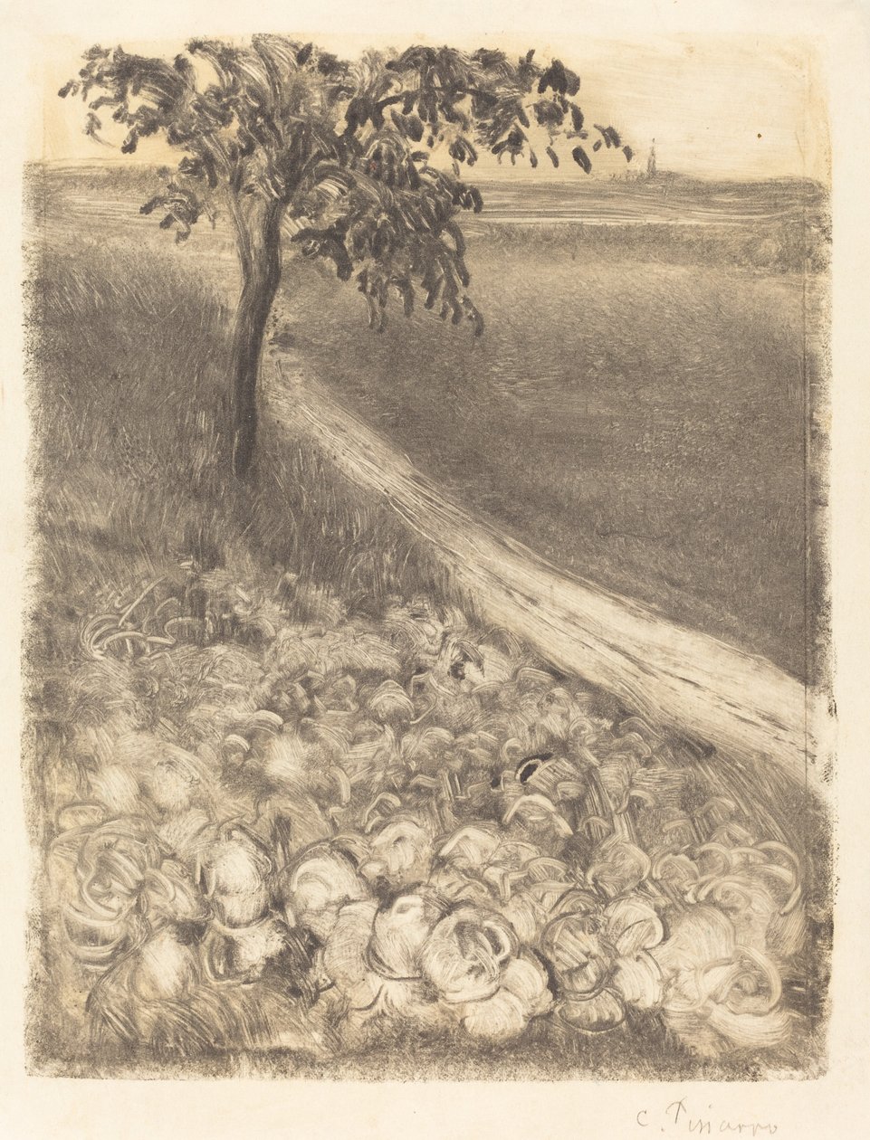 Út a káposztaföld mellett, c. 1880. alkotó: Camille Pissarro