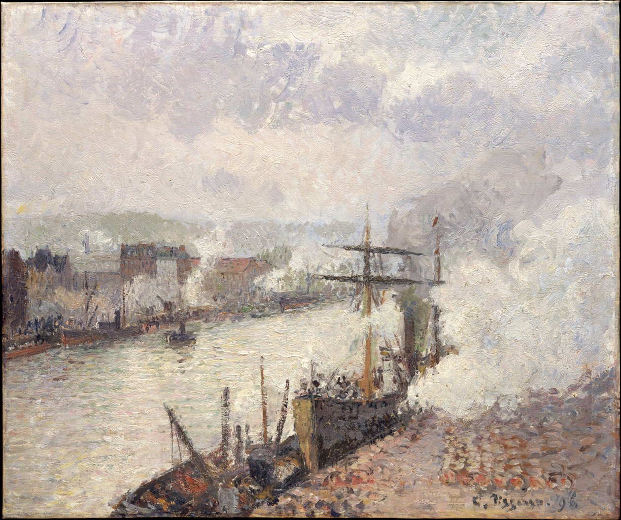 Gőzhajók a roueni kikötőben alkotó: Camille Pissarro