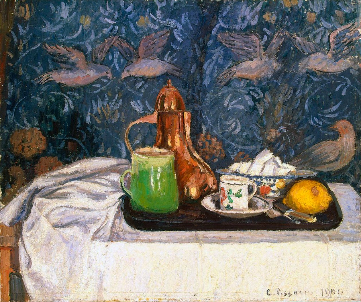 Csendélet kávéskannával, 1900. alkotó: Camille Pissarro