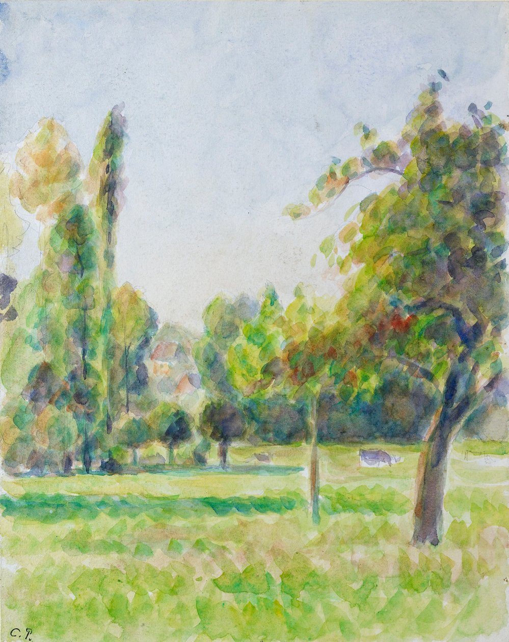 Tanulmány a művész házának gyümölcsöskertjéről Eragny-sur-Epte-ben, 1890 alkotó: Camille Pissarro