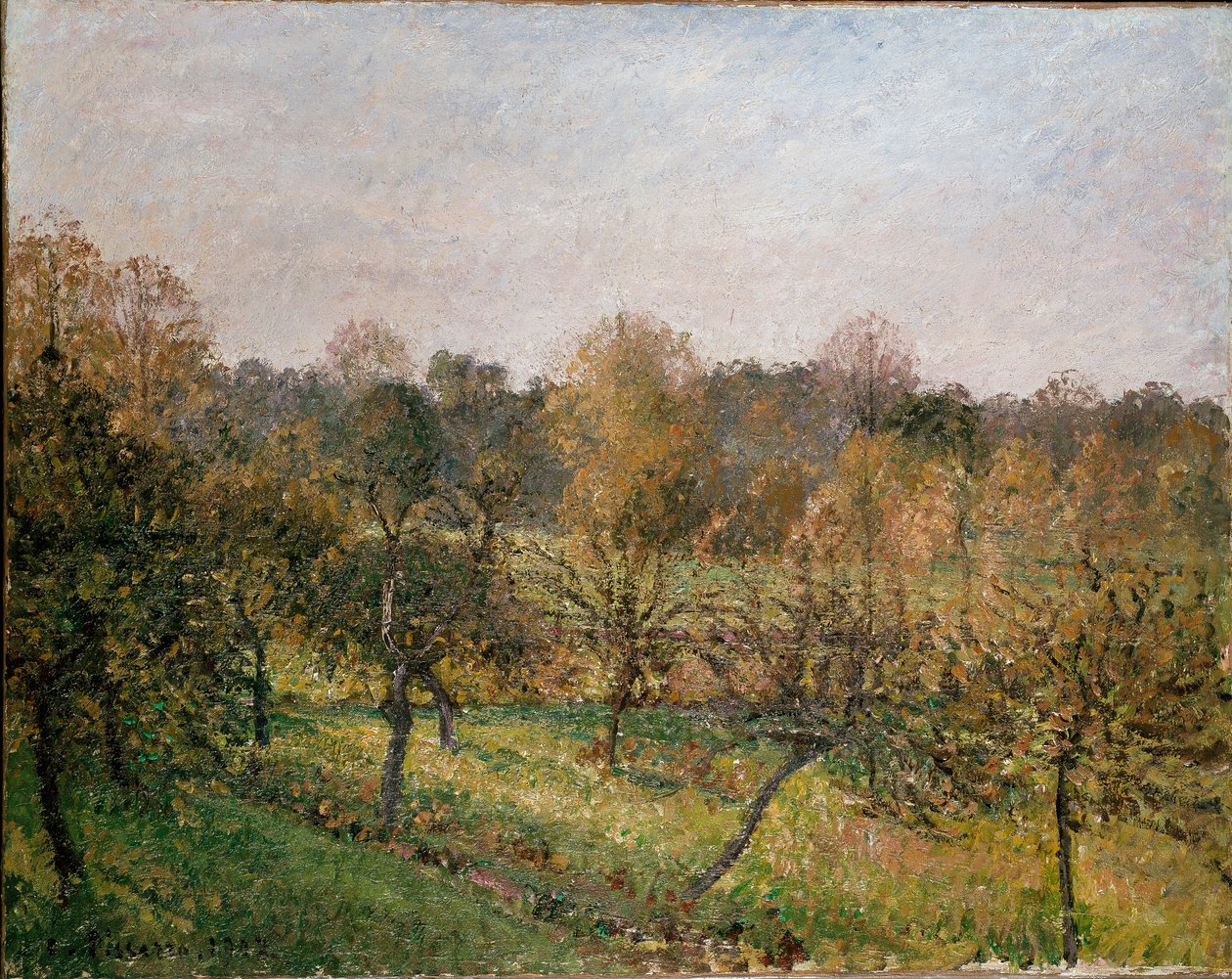 Naplemente Eragny-sur-Epte-ben, 1902 őszén alkotó: Camille Pissarro