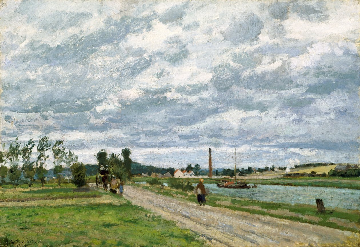 The Banks Of The Oise Pontoise közelében (olaj, vászon) alkotó: Camille Pissarro