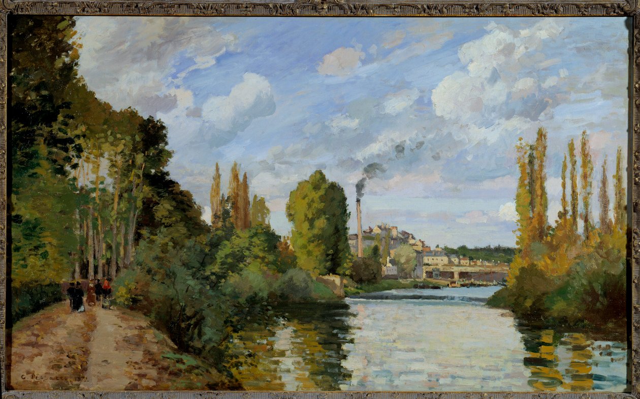Az Oise partjai Camille Pissarro Pontoise festményén alkotó: Camille Jacob Pissarro