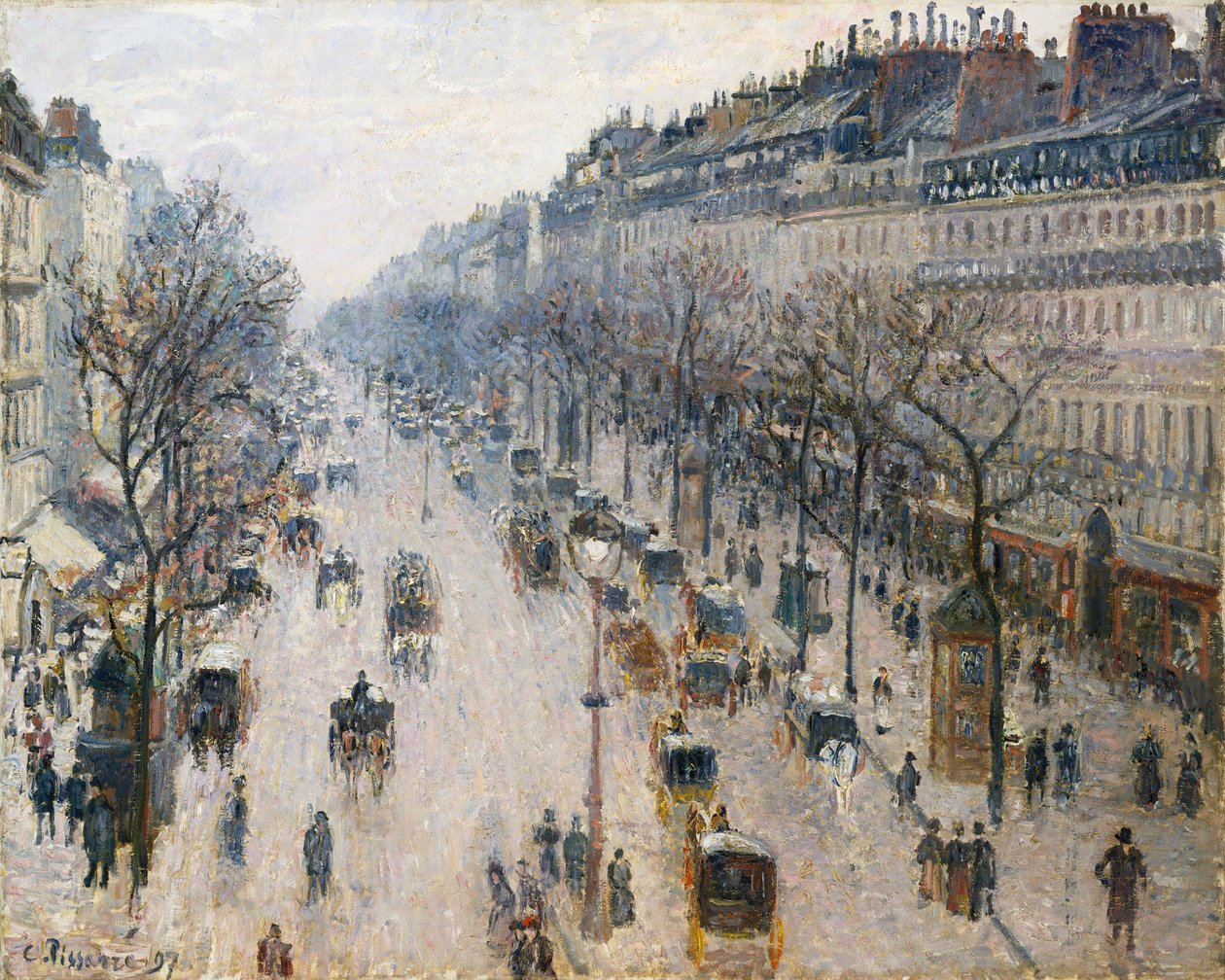 A Boulevard Montmartre egy téli reggelen, 1897. alkotó: Camille Jacob Pissarro