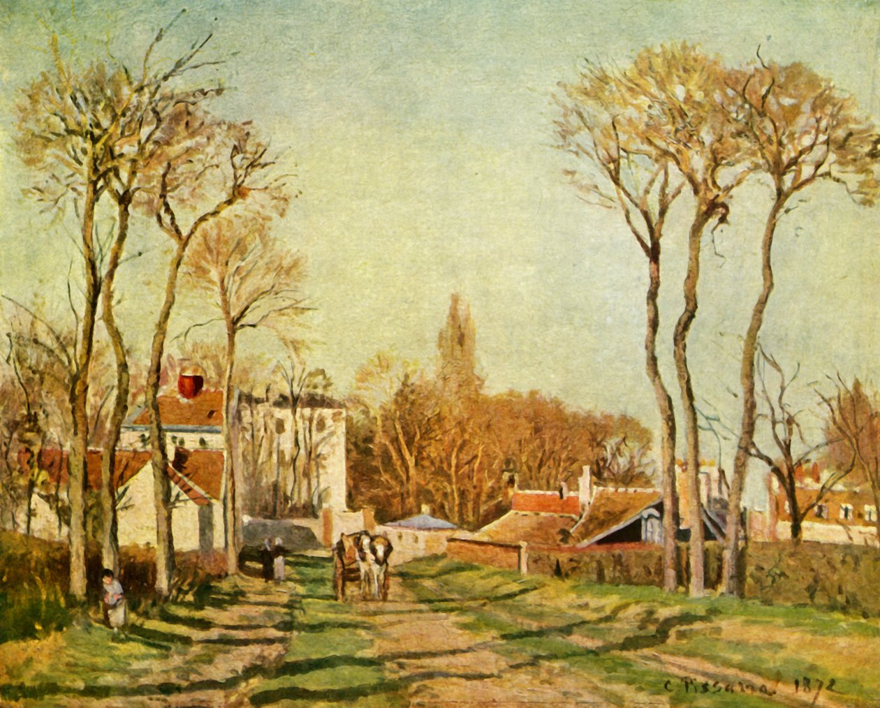 Egy falu bejárata, 1872, 1939. alkotó: Camille Jacob Pissarro
