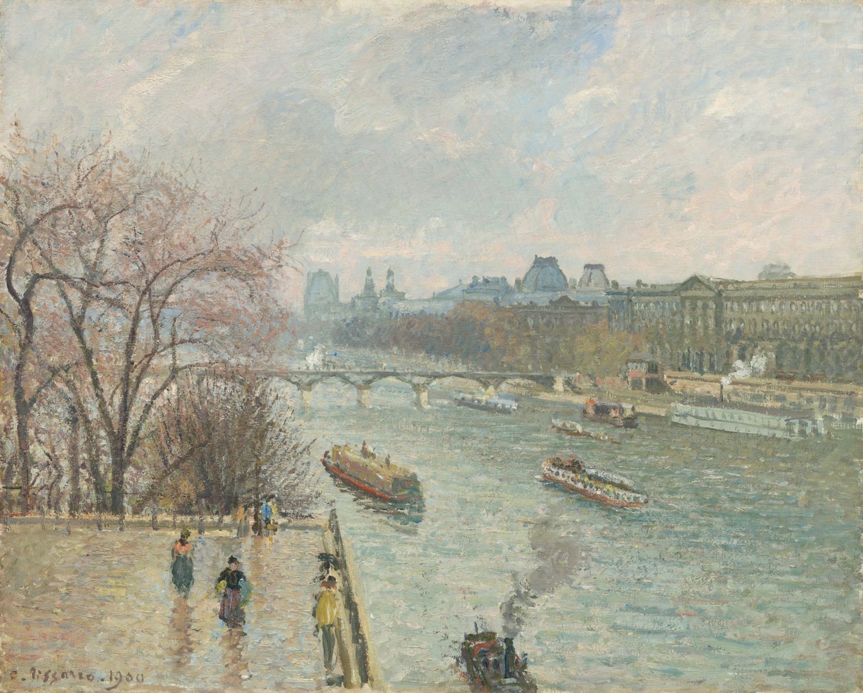 The Louvre, Afternoon, Rainy Weather (First Series) alkotó: Camille Pissarro